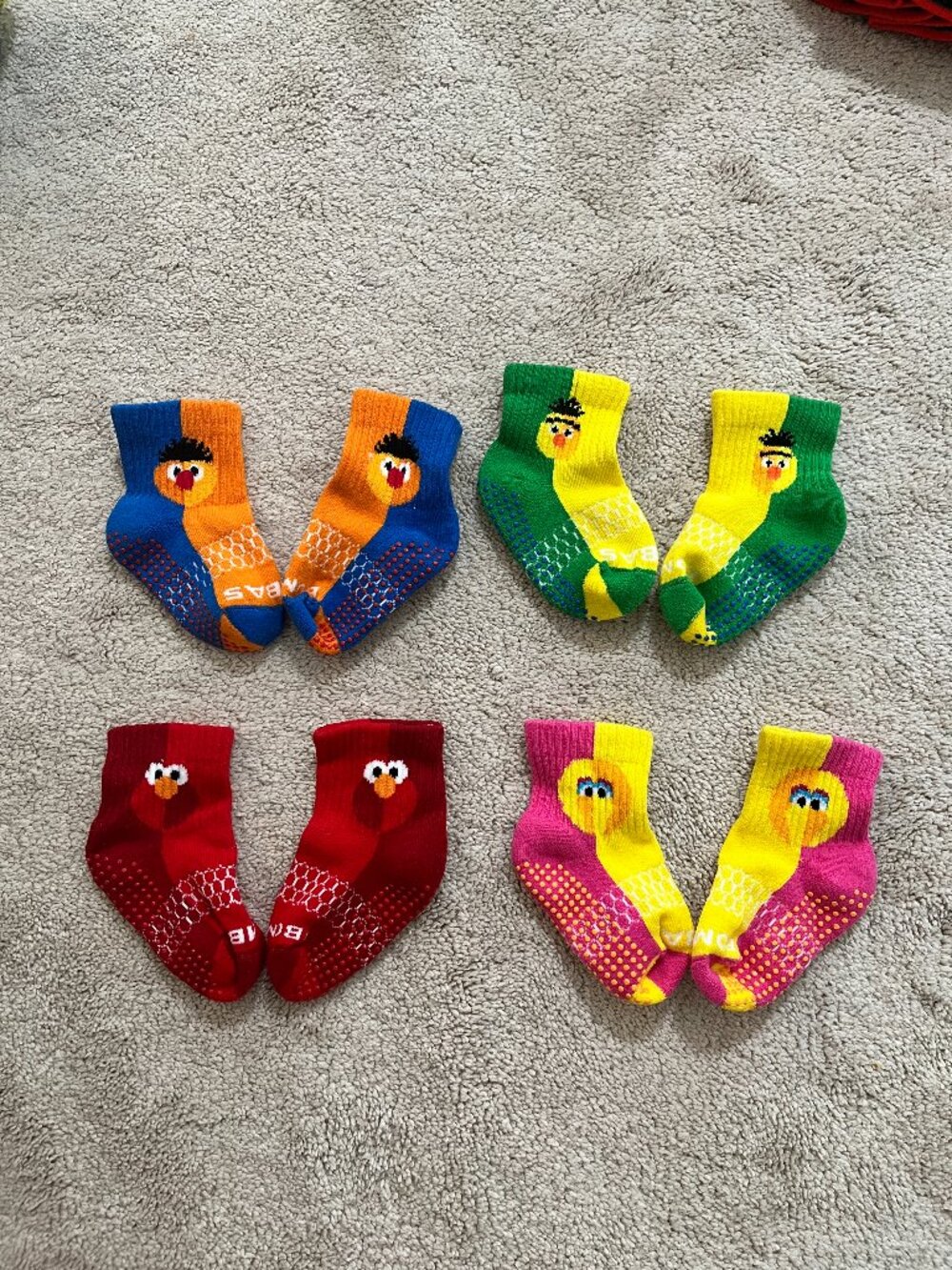 Lot Of 4 Pairs Bombas Toddler Sesame Street Big Bird Elmo Socks Size T RARE